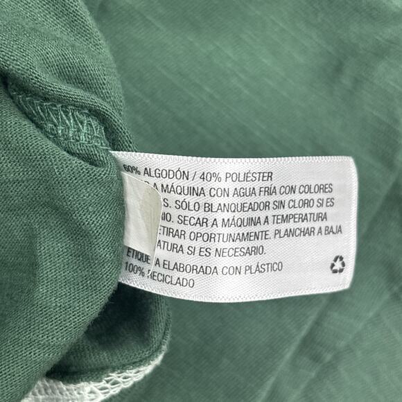 Wild Fable Long Sleeve Cropped Loose Relaxed Fix Green Shirt White Stitching - Picture 5 of 8